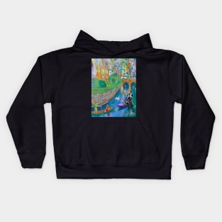 Punting by Magdalen Bridge, Oxford Kids Hoodie